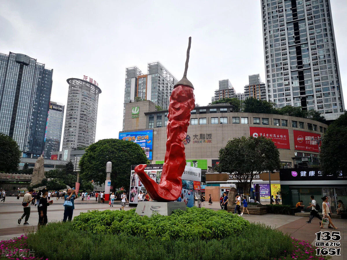 辣椒雕塑-廣場大型仿真植物玻璃鋼辣椒雕塑