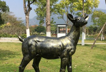 鹿雕塑-公園玻璃鋼仿銅戶(hù)外園林景觀鹿雕塑