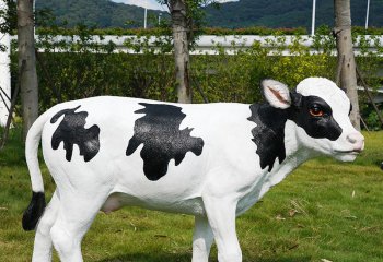 牛雕塑-動物園一只玻璃鋼仿真牛雕塑