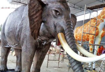 大象雕塑-公園景區不銹鋼仿銅仿真動物景觀大象雕塑、