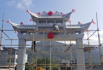 牌坊雕塑-城鎮建設裝飾村口單門石牌坊