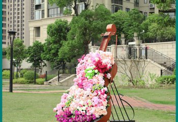 大提琴雕塑-戶外公園創意玻璃彩繪大提琴雕塑