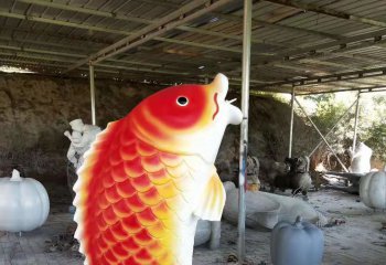 鯉魚雕塑-公園擺放的玻璃鋼卡通鯉魚雕塑