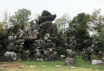 假山雕塑-動(dòng)物園猴子景區(qū)擺放靈璧石假山雕塑