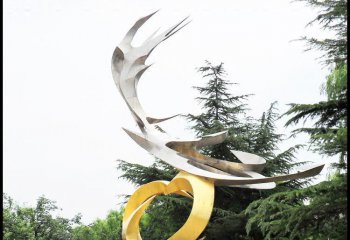 鳳凰雕塑-公園創意不銹鋼抽象鳳凰雕塑