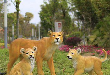 獅子雕塑-公園創(chuàng)意玻璃鋼彩繪獅子雕塑