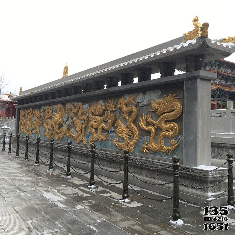 九龍壁雕塑-寺廟廣場照壁銅雕九龍影壁墻高清圖片