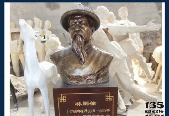 林則徐雕塑-學(xué)院廣場(chǎng)銅雕漆金愛國民族英雄林則徐頭像雕塑