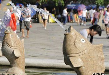 噴水雕塑-公園擺放的鯉魚花崗石石雕創意噴水雕塑