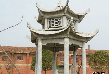 涼亭雕塑-學院操場擺放休閑仿古建雙層鏤空涼亭雕塑