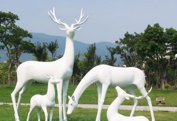 鹿雕塑-公園景區(qū)大型戶外園林景觀玻璃白色鹿雕塑