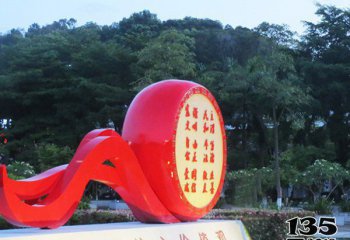 標牌雕塑-不銹鋼鼓公園社會主義核心價值觀標語牌雕塑