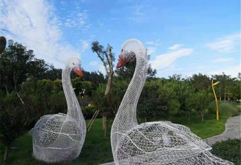 天鵝雕塑-公園街道金屬鏤空鐵藝照明天鵝雕塑