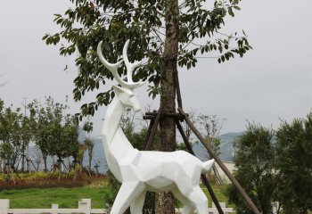 梅花鹿雕塑-公園景區(qū)大型動物景觀回頭望的梅花鹿雕塑