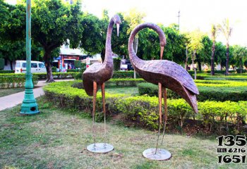 仙鶴雕塑-戶外公園不銹鋼噴漆園林景觀裝飾品仙鶴雕塑