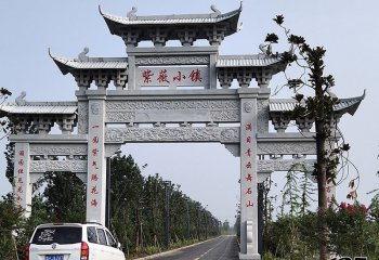 牌坊雕塑-紫薇古鎮(zhèn)景區(qū)入口石雕牌坊仿古建筑斗拱擺件牌坊雕塑