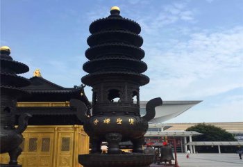 香爐雕塑-寺廟景區大型青銅器香爐雕塑