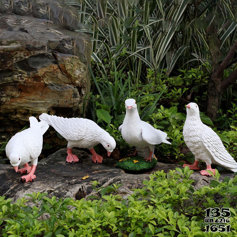 鴿子雕塑-公園戶(hù)外池塘邊仿真動(dòng)物玻璃鋼材質(zhì)鴿子雕塑高清圖片