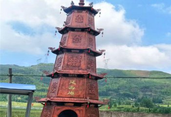 佛塔雕塑-寺廟景區戶外擺放鑄銅多層浮雕佛塔雕塑