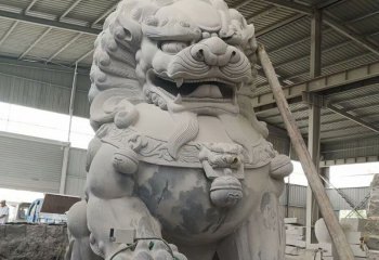 獅子雕塑-青石石雕大型仿真庭院寺廟祠堂獅子雕塑