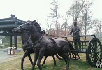 馬車(chē)雕塑-別墅學(xué)院駕車(chē)做舊仿古青銅馬車(chē)雕塑