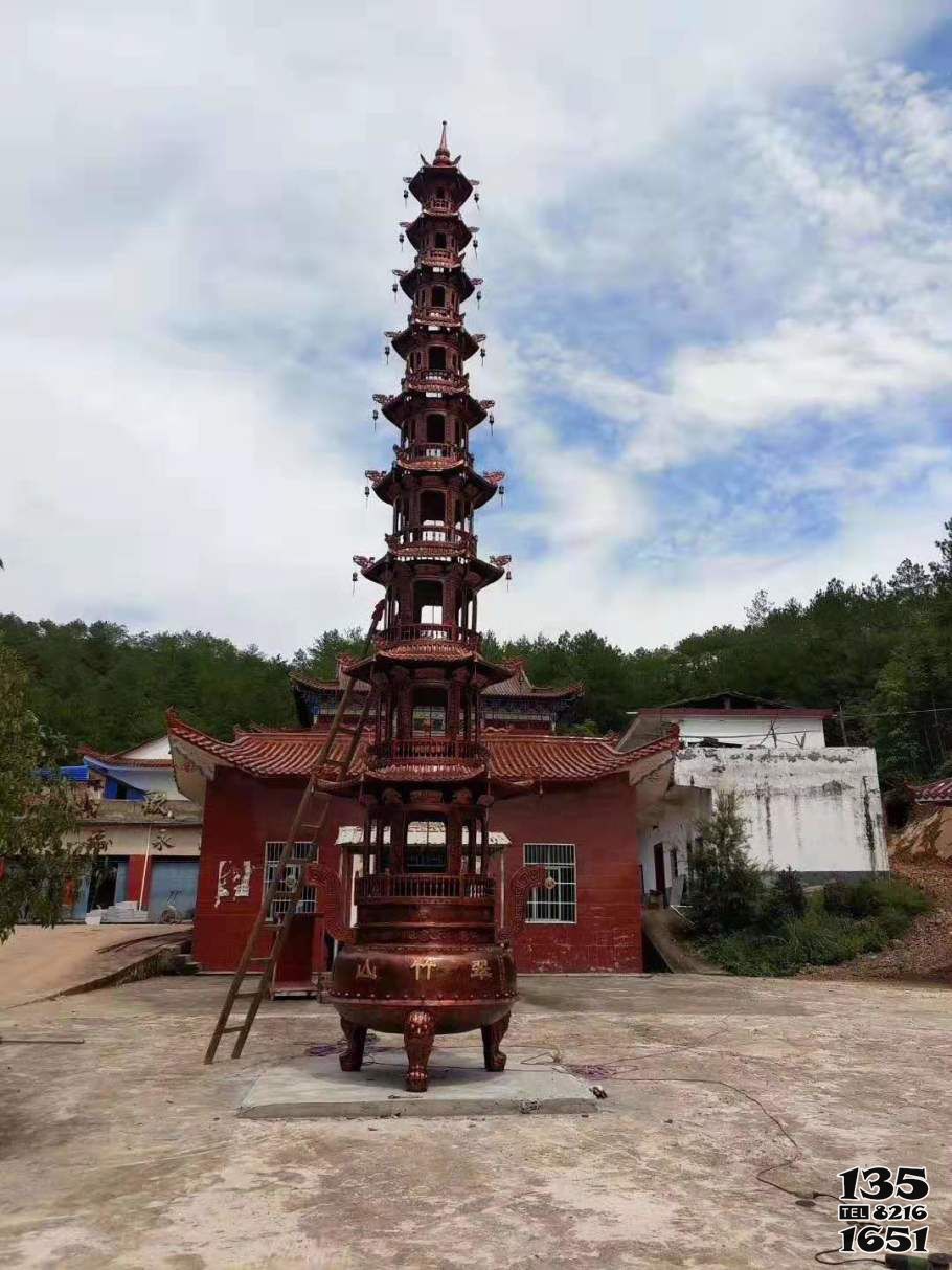 佛塔雕塑-寺廟景點擺放鑄鐵千佛塔裝飾擺件　高清圖片