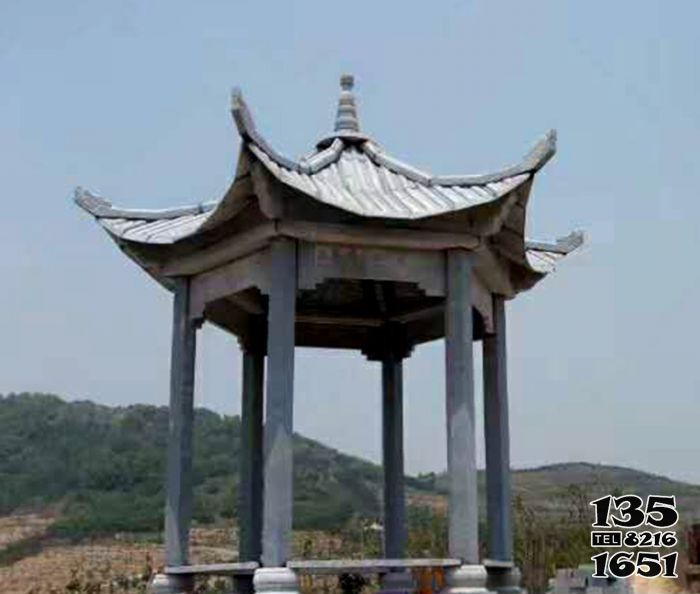 涼亭雕塑-景區(qū)寺院觀景擺放仿古建涼亭座椅雕塑高清圖片