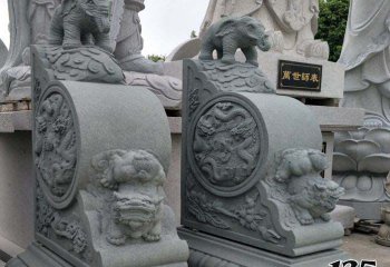 抱鼓石門(mén)墩雕塑-小象抱鼓石招財(cái)石門(mén)墩別墅園林門(mén)口擺件