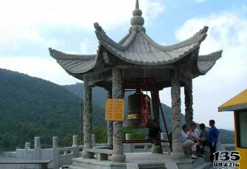 涼亭雕塑-景區(qū)寺廟擺放銅鐘仿古建涼亭雕塑