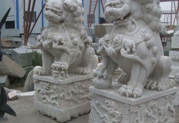 獅子雕塑-公園景區(qū)大理石石雕浮雕一對看大門口的獅子雕塑