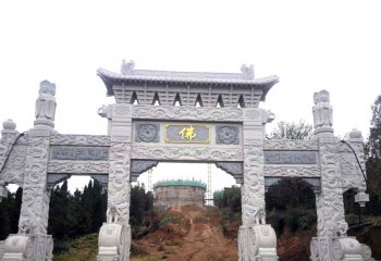 牌坊雕塑-景區寺院入口大理石仿古建筑門樓牌坊