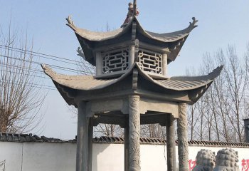 涼亭雕塑-景區寺廟青石仿古雕刻鏤空涼亭雕塑