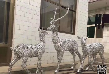 梅花鹿雕塑-公園景區創意大型不銹鋼鏤空工藝梅花鹿雕塑