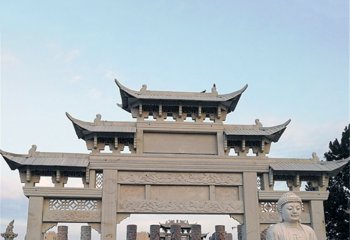 牌坊雕塑-園林景區擺放三門仿古建筑石雕牌坊