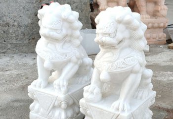 獅子雕塑-漢白玉石雕戶外招財獅子雕塑