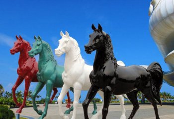 公園玻璃鋼彩繪馬-玻璃鋼彩繪馬 公園動物雕塑