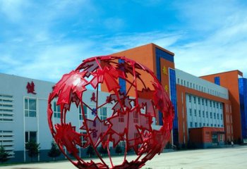 校園不銹鋼楓葉鏤空球-不銹鋼楓葉鏤空球雕塑  校園景觀雕塑