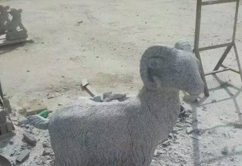 青石小羊雕塑-公園動物羊石雕