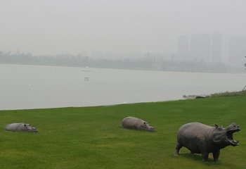 銅雕河馬公園動物雕塑-公園動物銅雕河馬