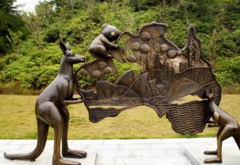 銅雕考拉和袋鼠公園動物雕塑-考拉和袋鼠公園動物銅雕