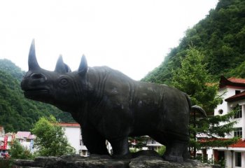 公園犀牛石雕-石雕犀牛動物雕塑