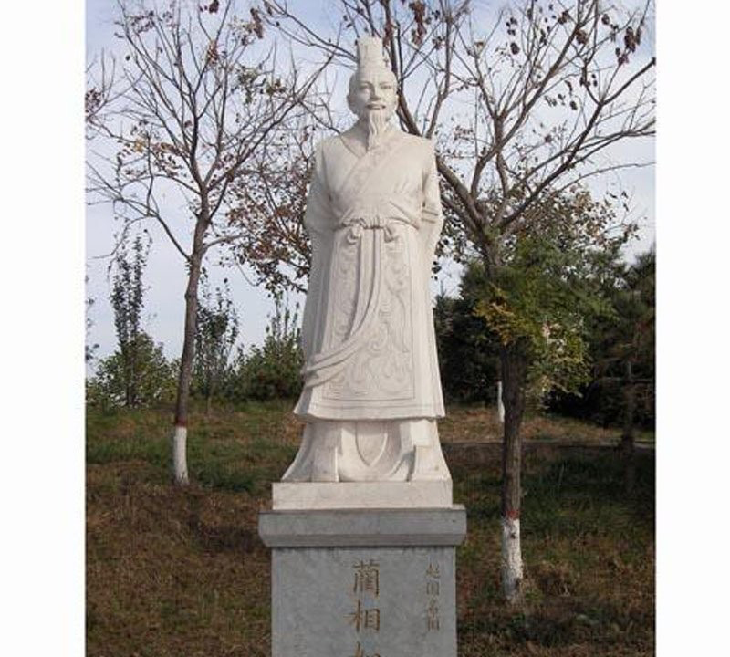 漢白玉藺相如古代名人石雕-校園古代名人藺相如石雕高清圖片