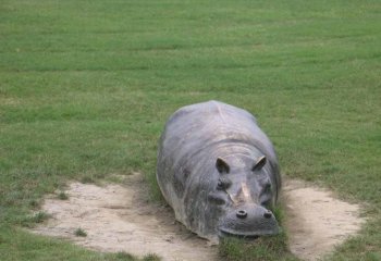 銅雕趴著的河馬-銅雕河馬公園動(dòng)物雕塑