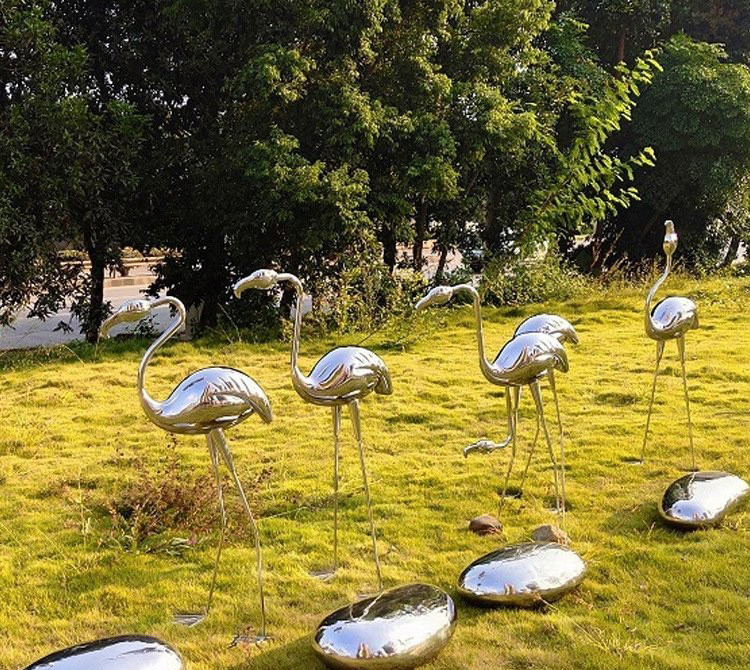 不銹鋼鏡面抽象火烈鳥雕塑-不銹鋼火烈鳥雕塑 鏡面抽象火烈鳥雕塑高清圖片