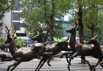 公園動物奔跑的鹿銅雕-公園動物銅雕 奔跑的鹿銅雕