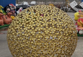 不銹鋼花朵鏤空球雕塑-不銹鋼鏤空球雕塑 不銹鋼花朵圖案鏤空球